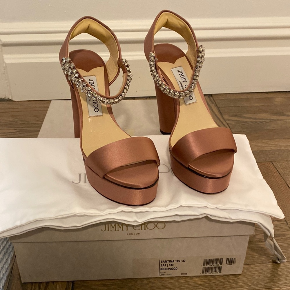 Jimmy Choo Santina Satin Rose 125 Size 37